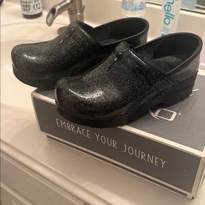 Black Glitter Clogs
